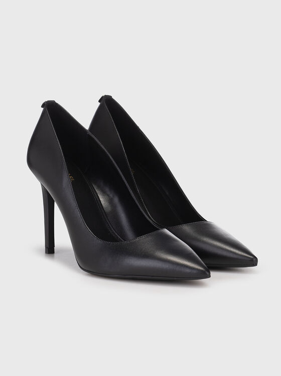 Черни кожени обувки на ток ALINA - 2