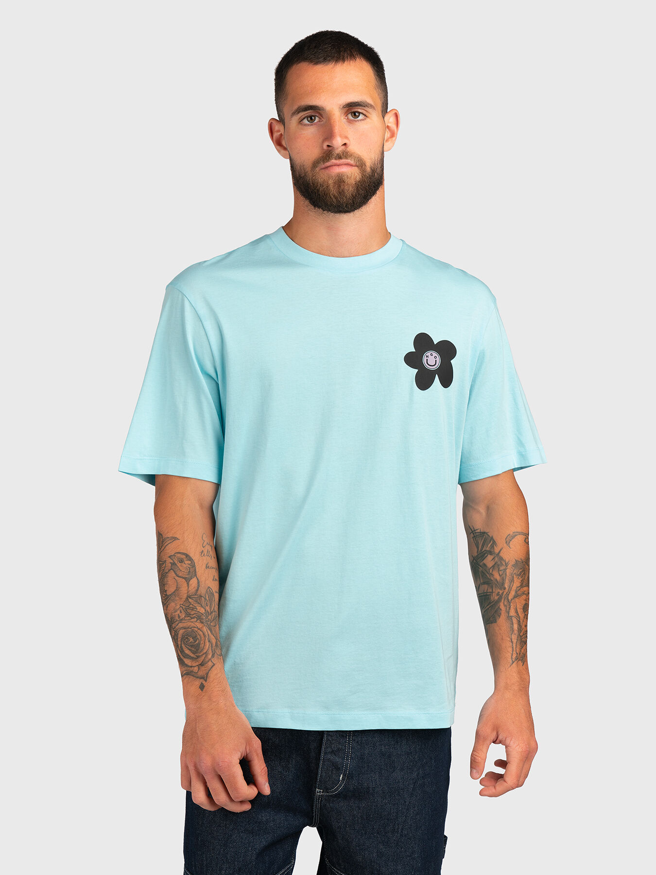 関税・送料込【HUGO】Noretto 01 BLUE 半袖Tシャツ NORETTO T-shirt with contrast print brand HUGO BLUE