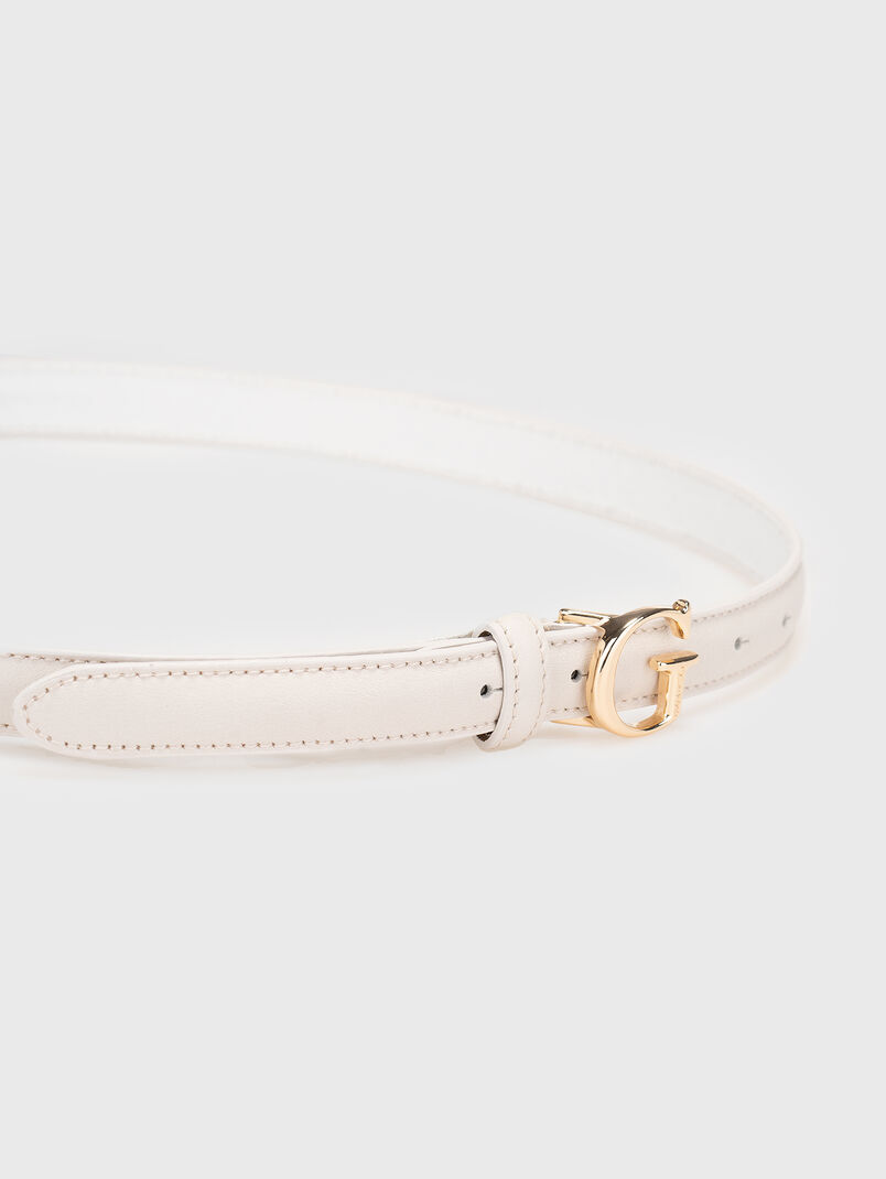 Leather belt with logo buckle - 3