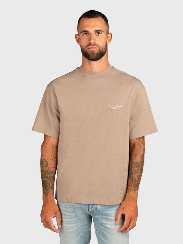 Cotton T-shirt with oval neckline - 1