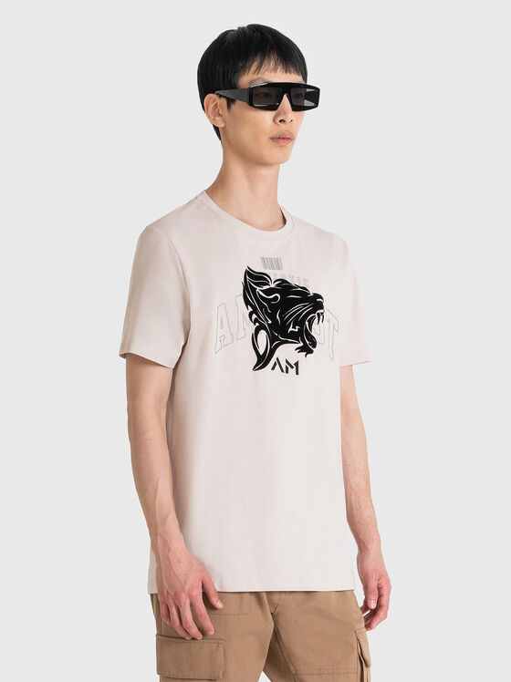 Тениска с овално деколте и принт - 1