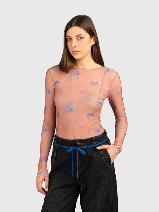 DEUPHINE blouse with long sleeves and sheer effect