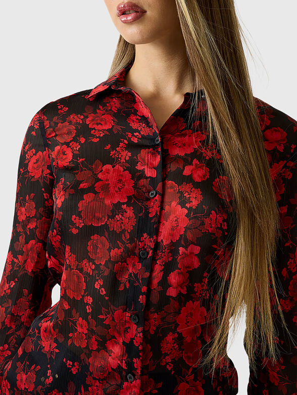 Shirt with a floral pattern  - 4