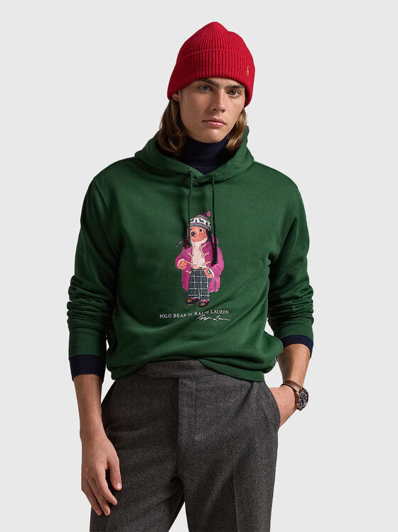 Зелен суитшърт с щампа Polo Bear - 1