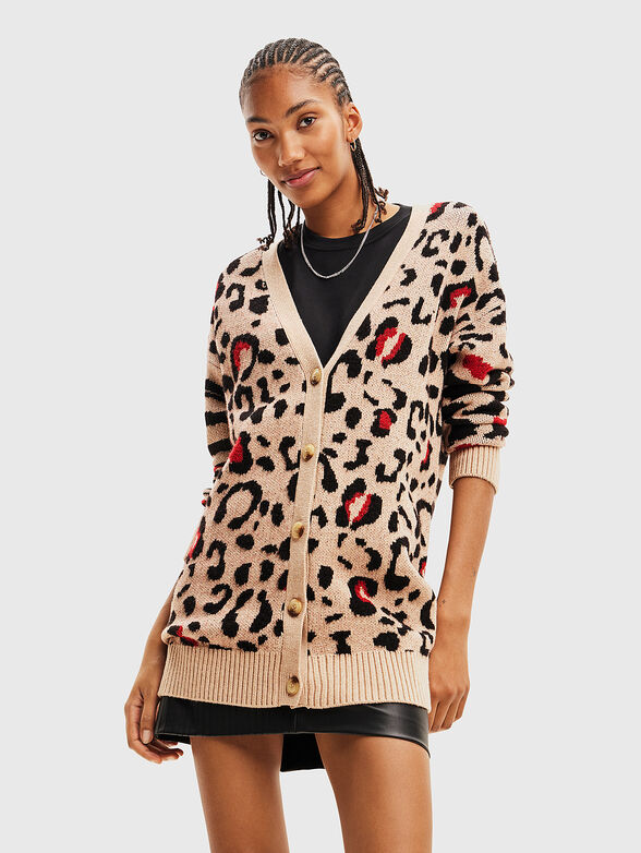 MARILYN cardigan with animal print - 1