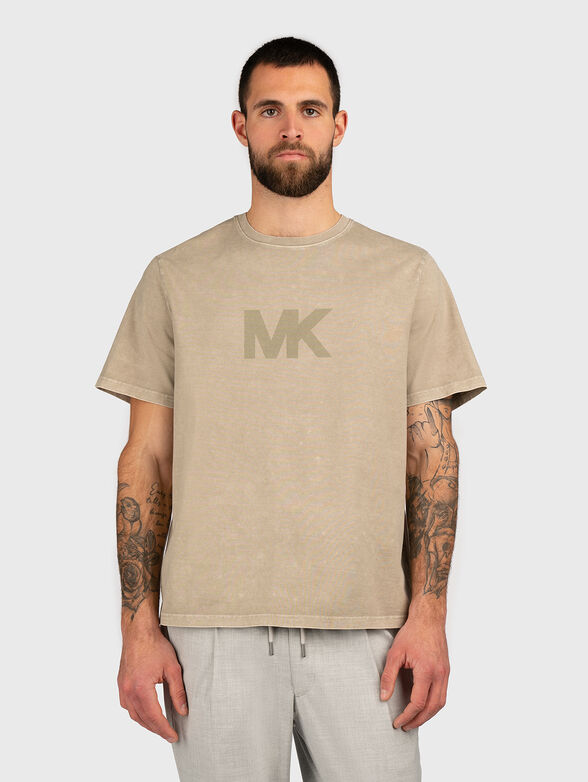 Cotton T-shirt with oval neckline and logo - 1