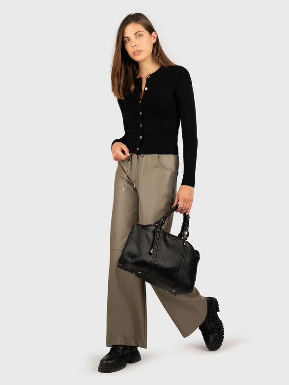 Trousers with elastic waist in eco leather - 4