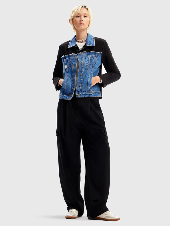 Black jacket with denim elements - 2