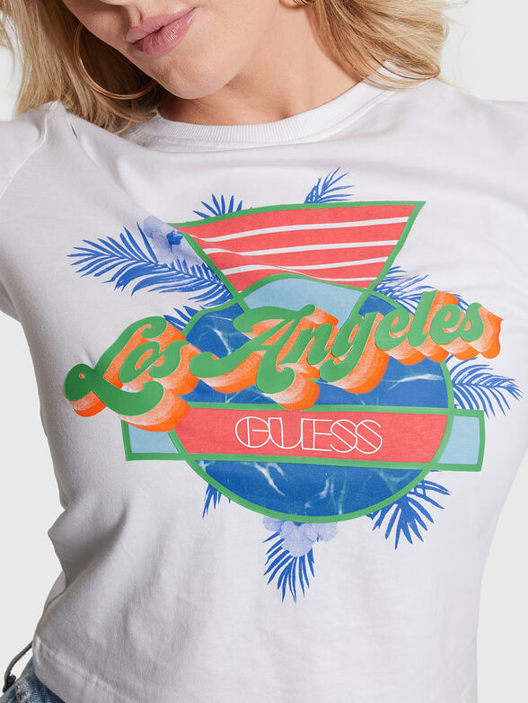 Cropped T-shirt with contrasting print - 4