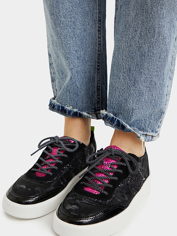 Black sneakers with glitter inserts - 2