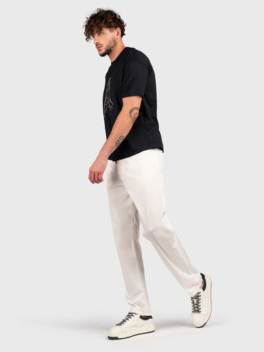 White cotton jeans with logo detail - 5