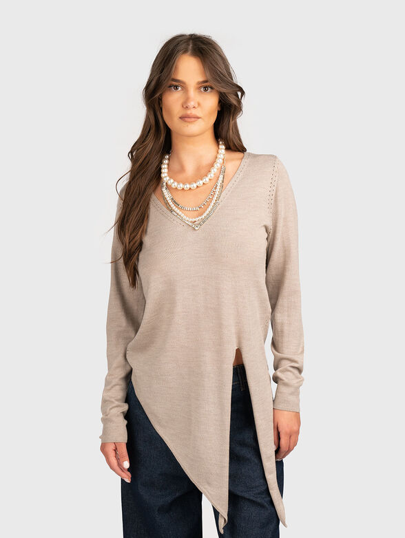 Wool sweater with accent slit - 1