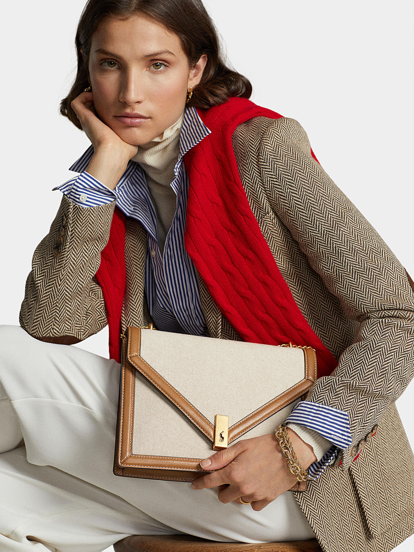 Bag with contrasting leather details brand POLO RALPH LAUREN