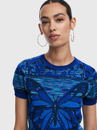 Sweater with short sleeves and oval neckline - 4