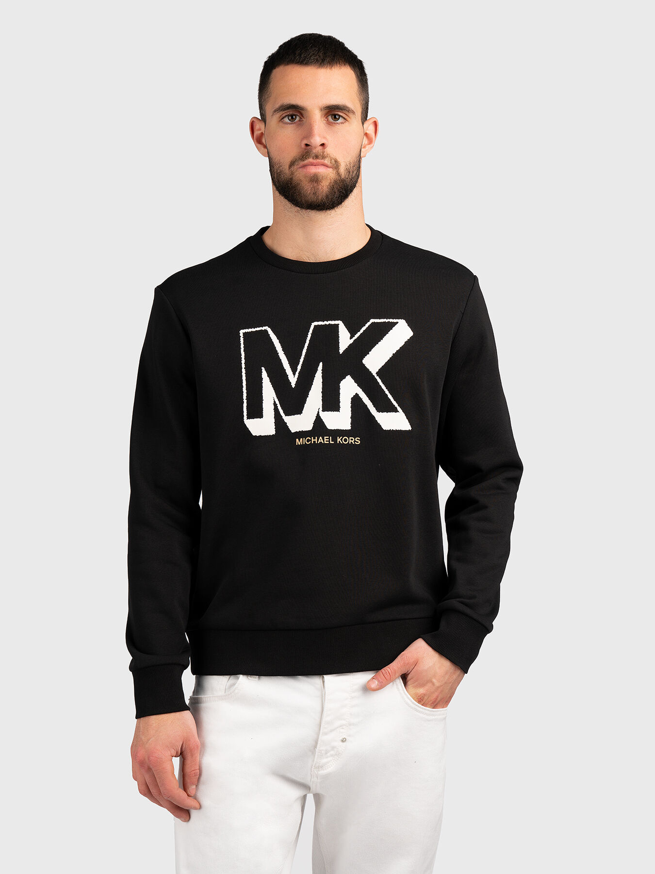 な☆MICHAEL KORS 黒 トレーナー　メンズS Michael Kors Men s Embroidered Logo Cotton Crewneck