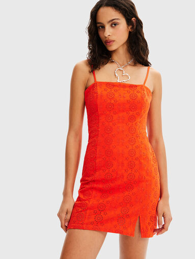 Mini dress with English embroidery - 4