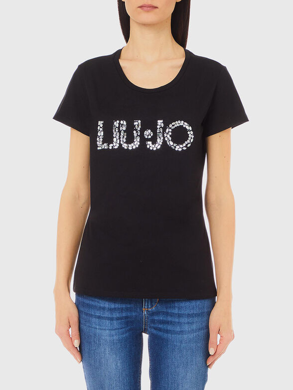 Black glitter logo t-shirt - 1