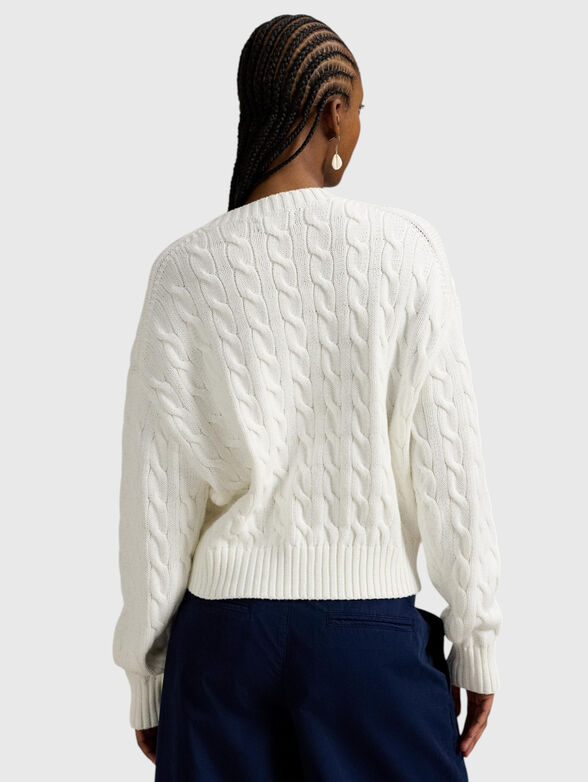 Cable knit cotton crew neck jumper - 3