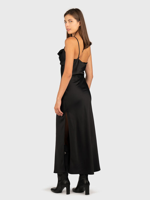 Midi silk dress with accent slit - 2