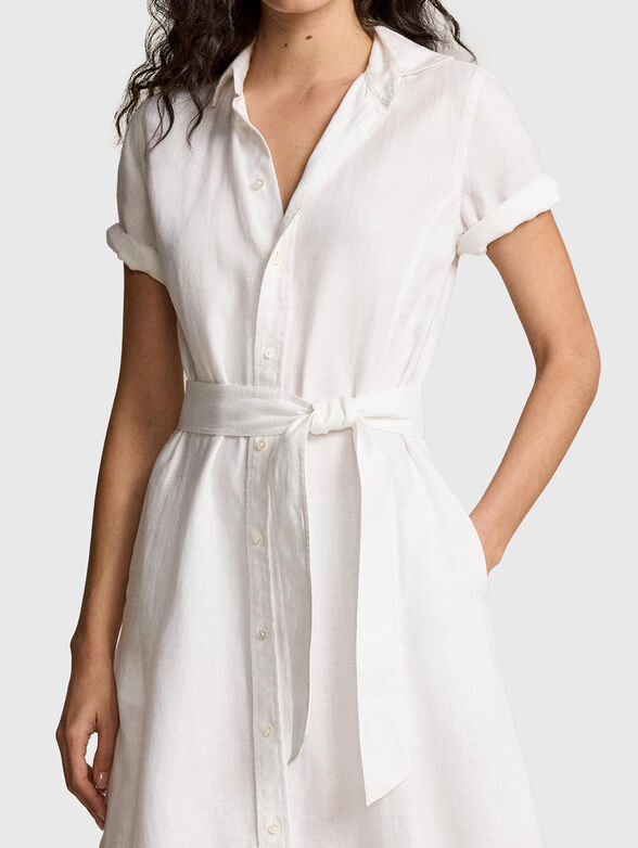 White linen dress with midi length - 3