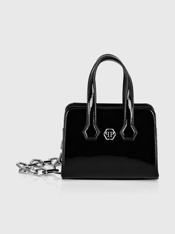 Кожена чанта в черен лак  - 1