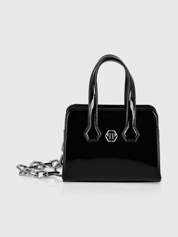 Patent leater handbag in black  - 1
