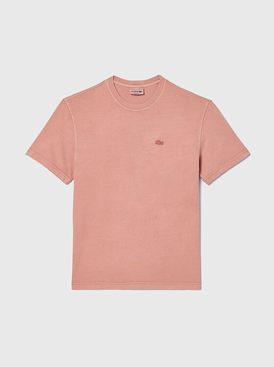 Памучна унисекс тениска в розов цвят - 1