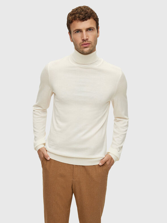 MUSSO-P polo neck slim sweater in gray color - 1