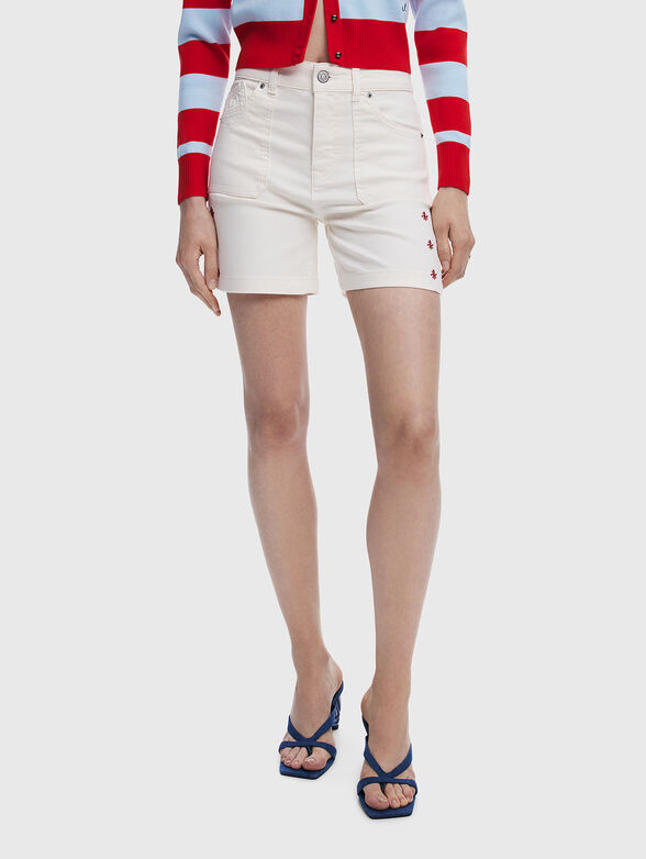 Denim shorts with embroidery - 0