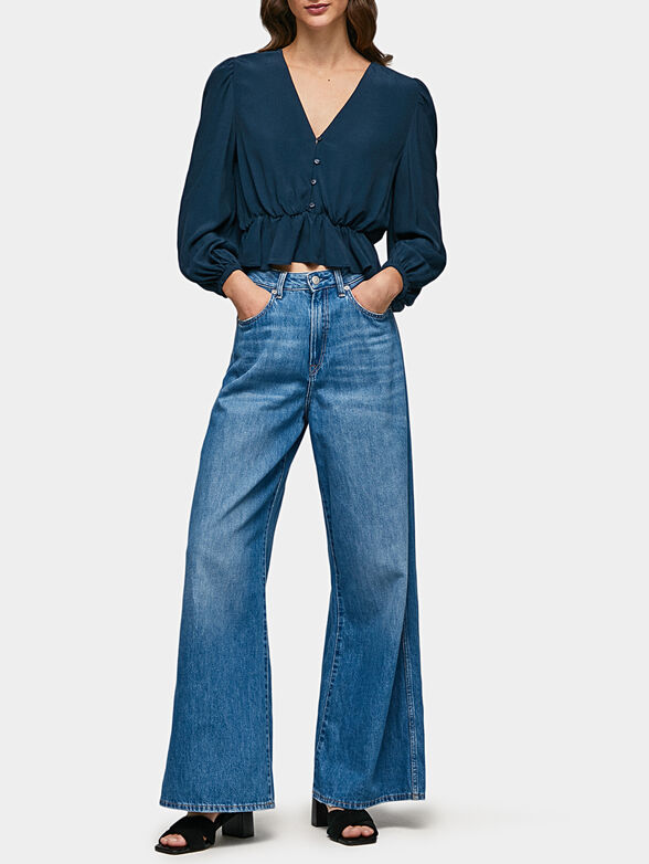 EDITA blue blouse with puff sleeve - 2