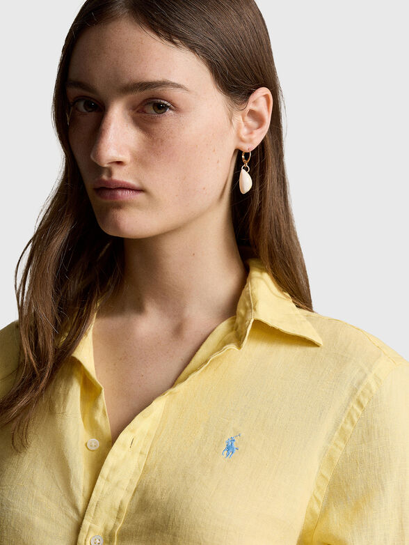 Linen shirt with logo detail - 4