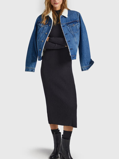 Black midi dress with slit  - 4