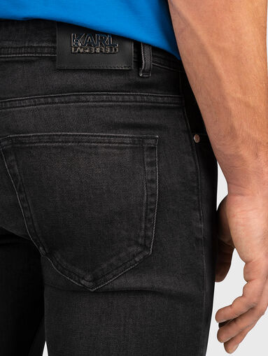 Black cotton blend jeans - 4