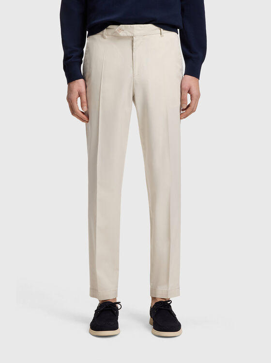 Слим  панталон в цвят екрю - 1