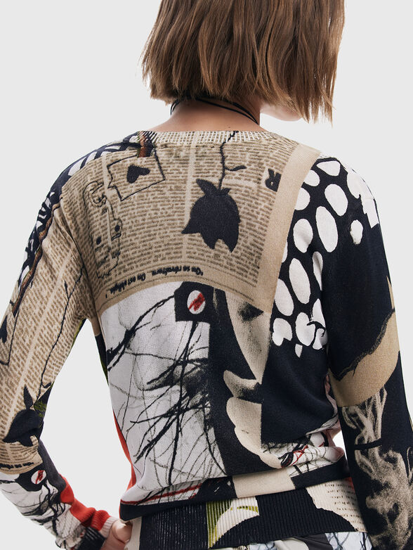 Linen blend sweater with print - 5