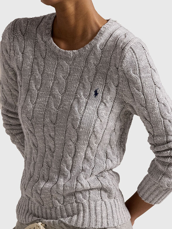 Cotton sweater with oval neckline - 3