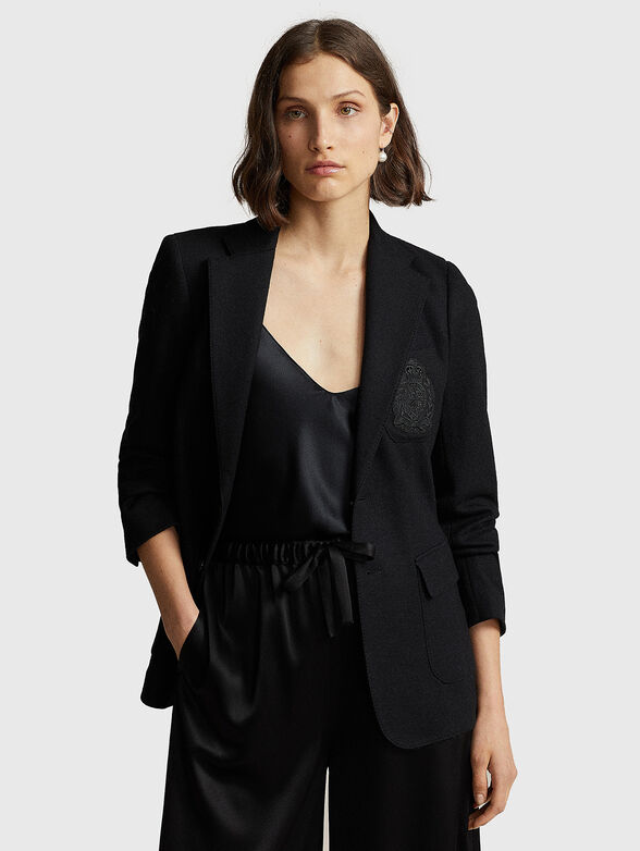 Logo detail blazer in wool - 0