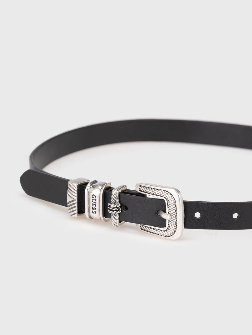 Eco leather belt with silver buckle - 3