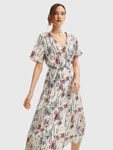 Dress with floral print and belt - 4