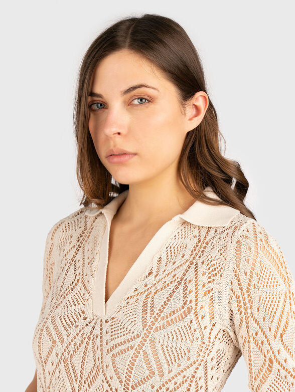 Cotton blouse with sheer effect - 4