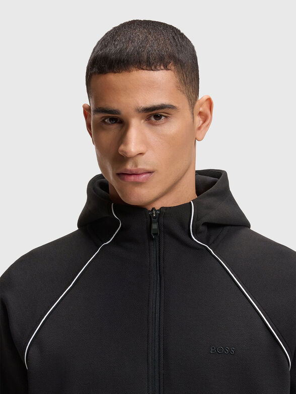 Hoodie with zip and contrast trim - 4