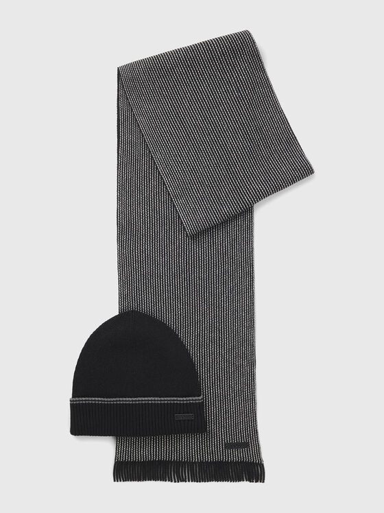 Комплект шал и шапка от памук и вълна - 1