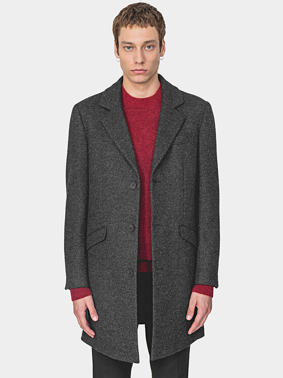 Вълнено палто в тъмно сив цвят - 1