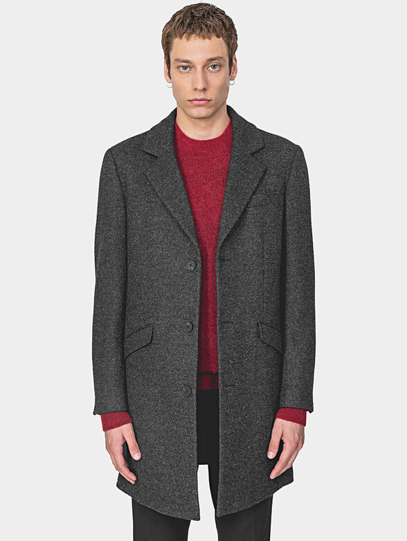 Wool blend coat in dark grey - 1