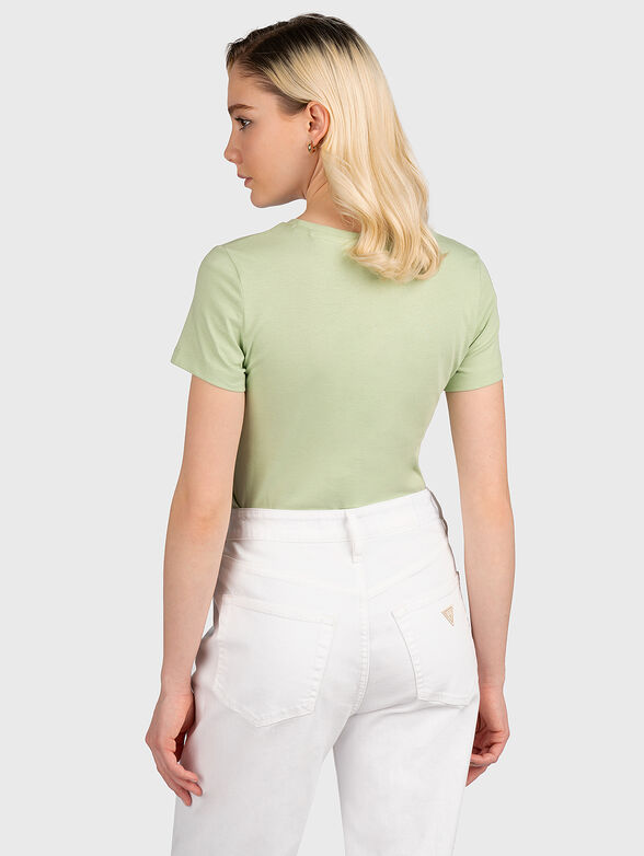Cotton T-shirt in green with logo accent - 3