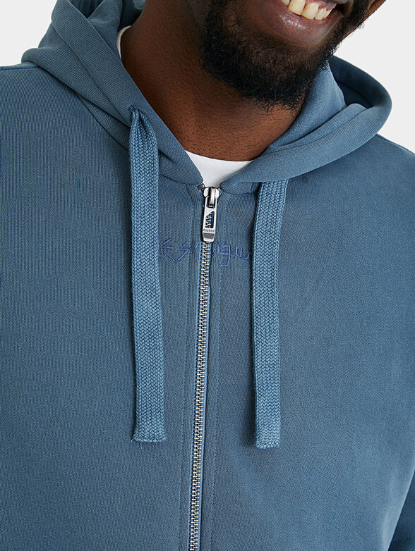 Blue sweatshirt with hoodie and zip - 3