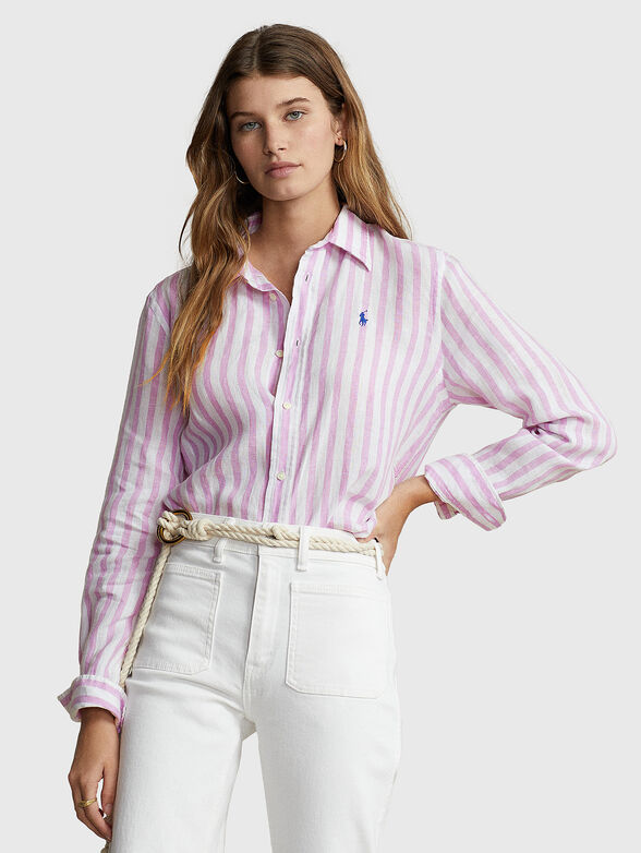 Linen shirt with striped pattern - 0
