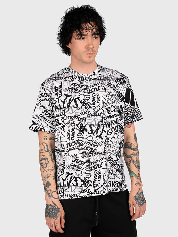 White T-shirt with contrasting logo print - 1