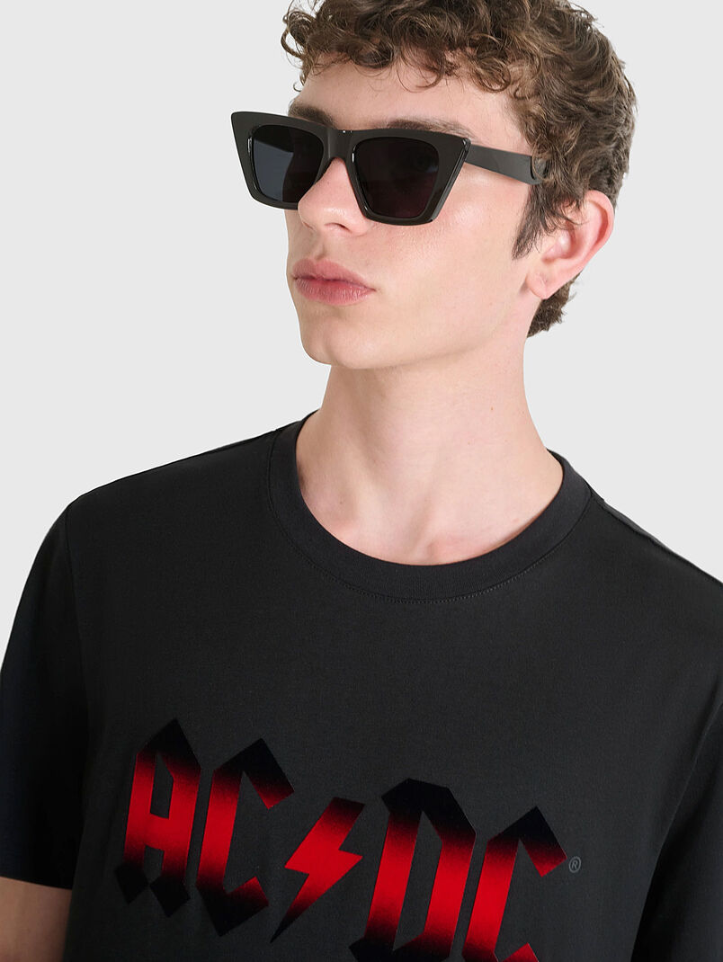 Black T-shirt with print and oval neckline - 3