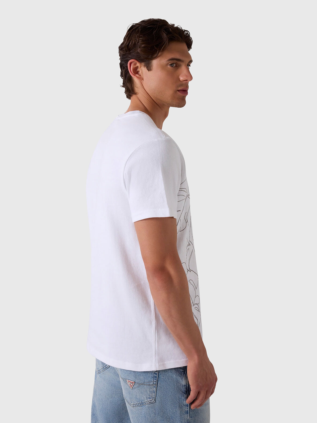 Logo Embroidered コットンTシャツ Cotton T-shirt with logo embroidery brand GUESS